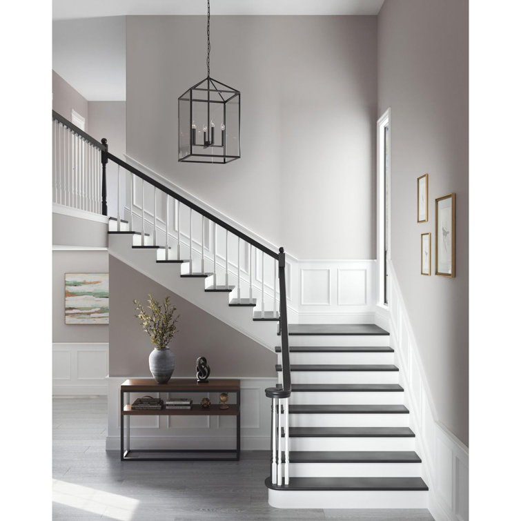 Hillcrest Matte Black 4-Light Glass Foyer Chandelier