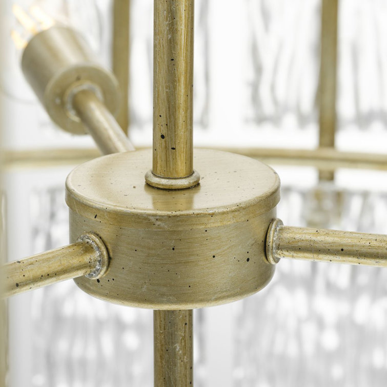 Gilded Silver 9-Light Tiered Chandelier with Artisanal Glass