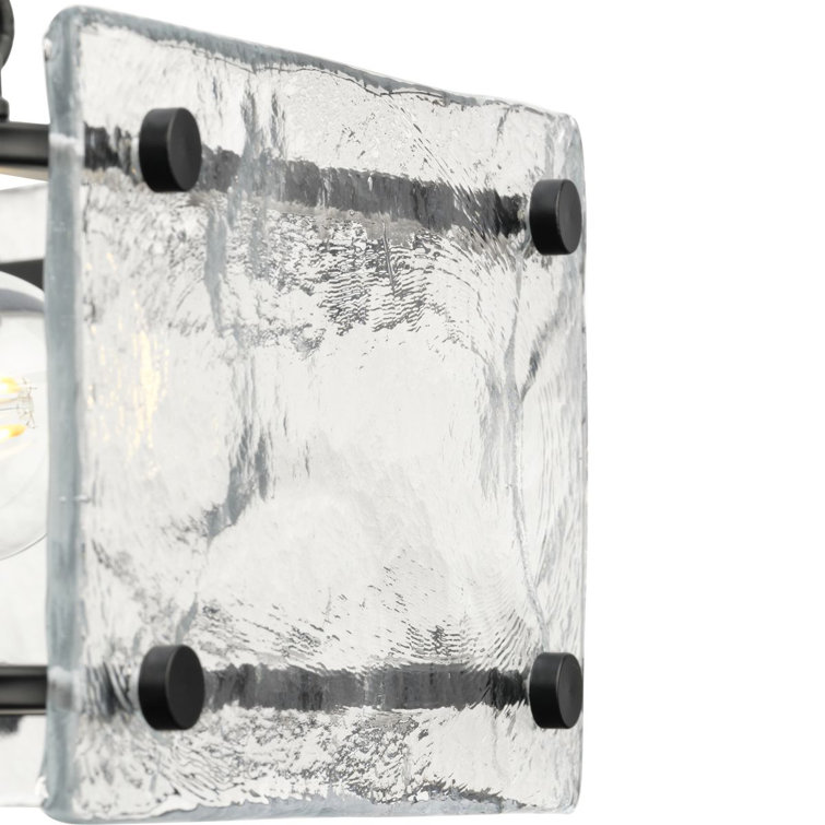Rivera Matte Black 4-Light Chandelier with Textured Glass