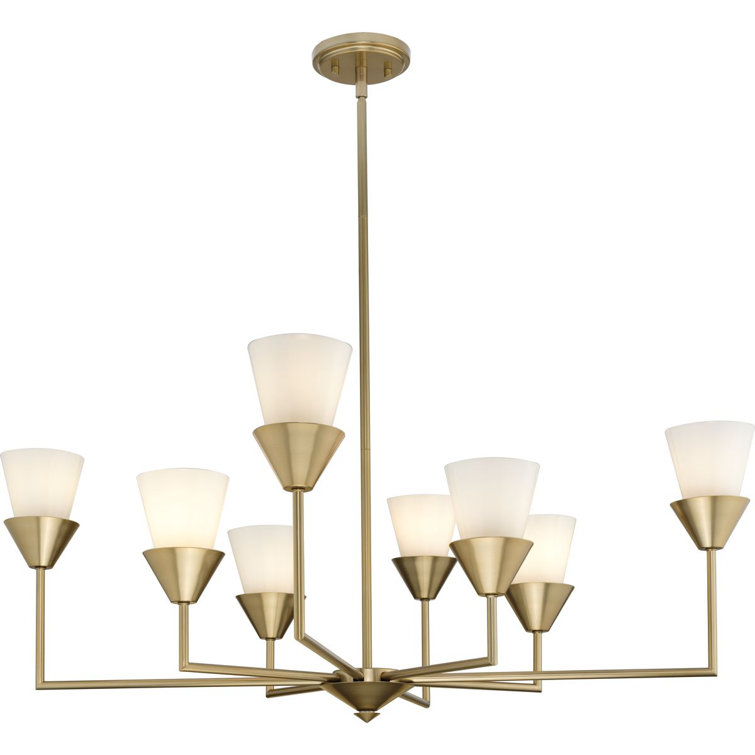 Pinellas Soft Gold 8-Light Chandelier with Opal Glass Shades