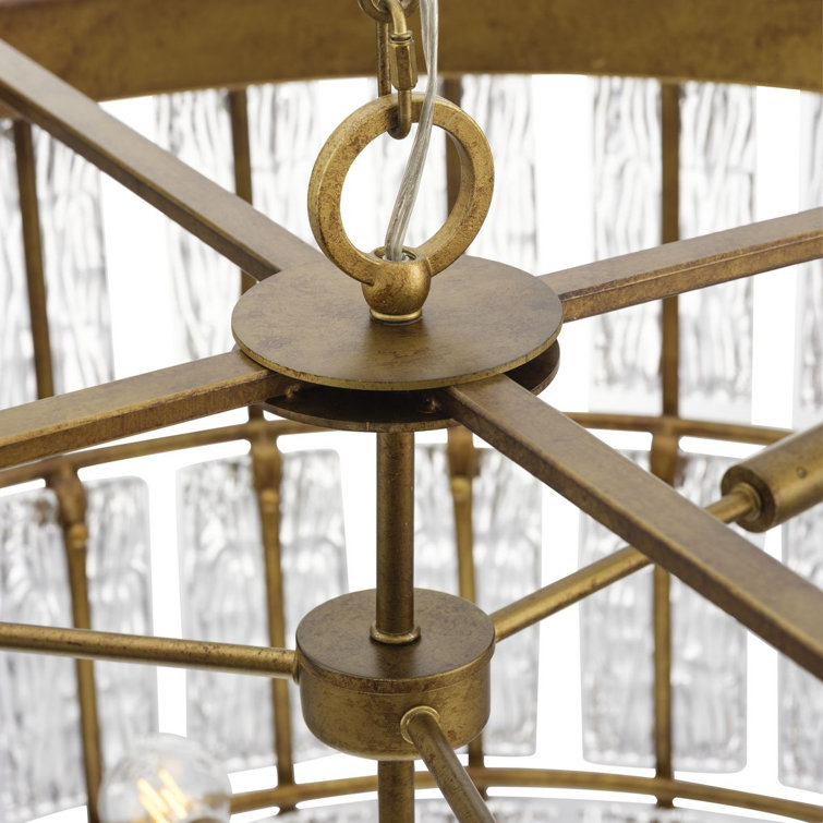 Gold Ombre 9-Light Chandelier with Artisanal Glass