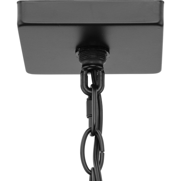 Hillcrest Matte Black 4-Light Glass Foyer Chandelier