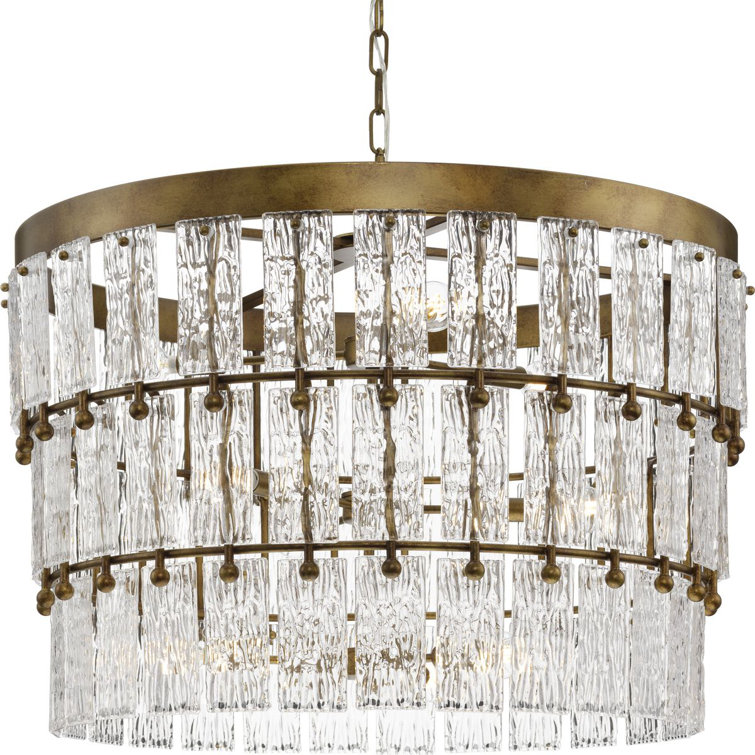 Gold Ombre 9-Light Chandelier with Artisanal Glass
