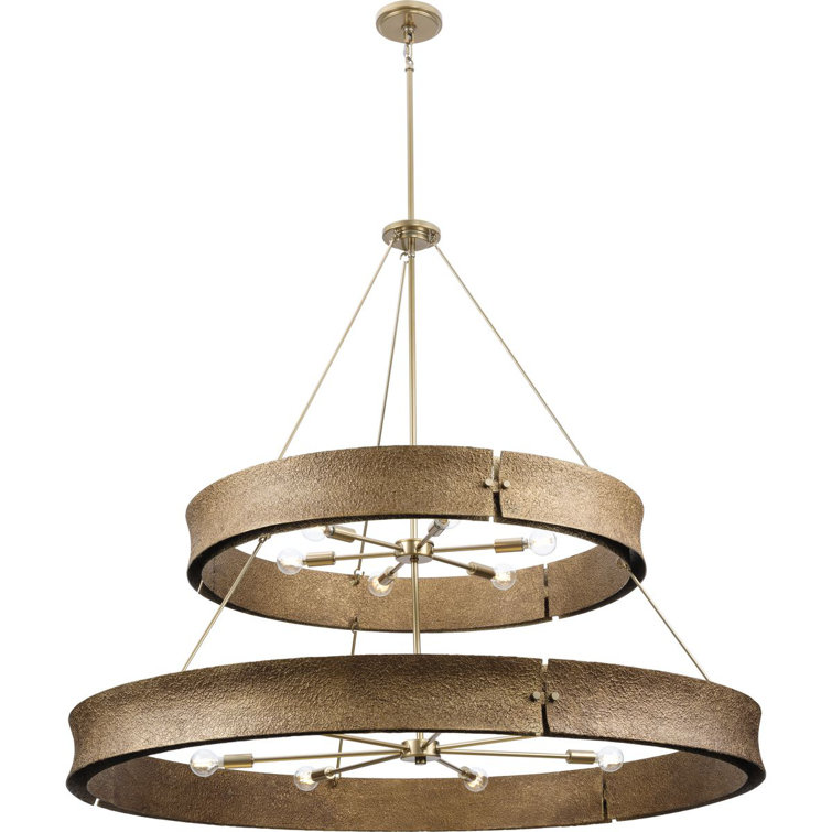 Lusail Soft Gold 48" Steel Tiered Chandelier