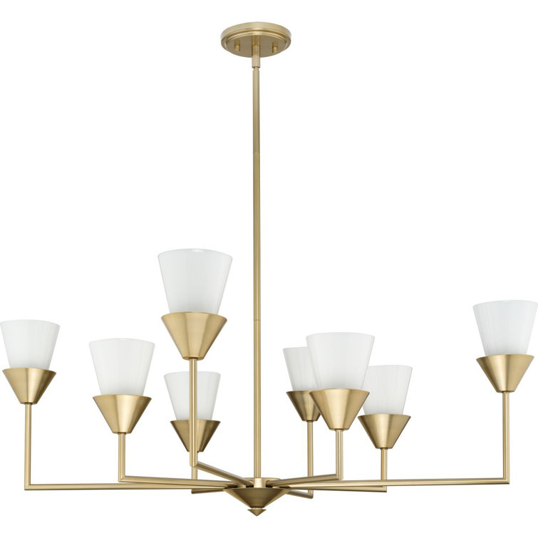 Pinellas Soft Gold 8-Light Chandelier with Opal Glass Shades