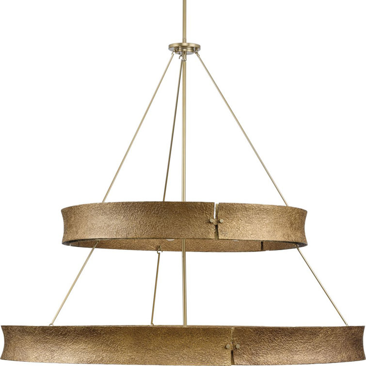 Lusail Soft Gold 48" Steel Tiered Chandelier