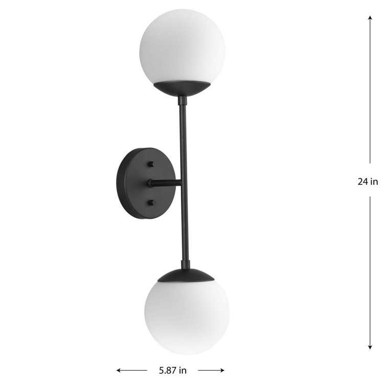 Matte Black 24" Steel Wall Sconce with Opal Glass