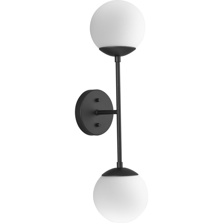 Matte Black 24" Steel Wall Sconce with Opal Glass