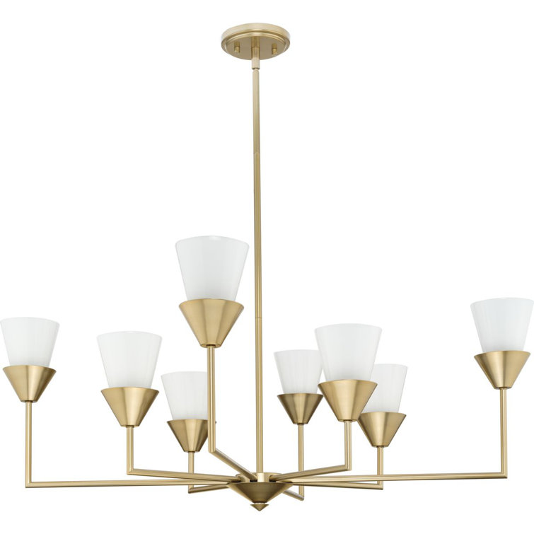 Pinellas Soft Gold 8-Light Chandelier with Opal Glass Shades