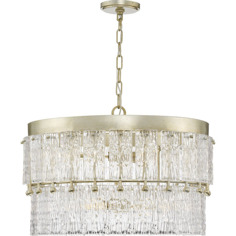 Chevall Gilded Silver 6-Light Tiered Chandelier with Artisanal Glass