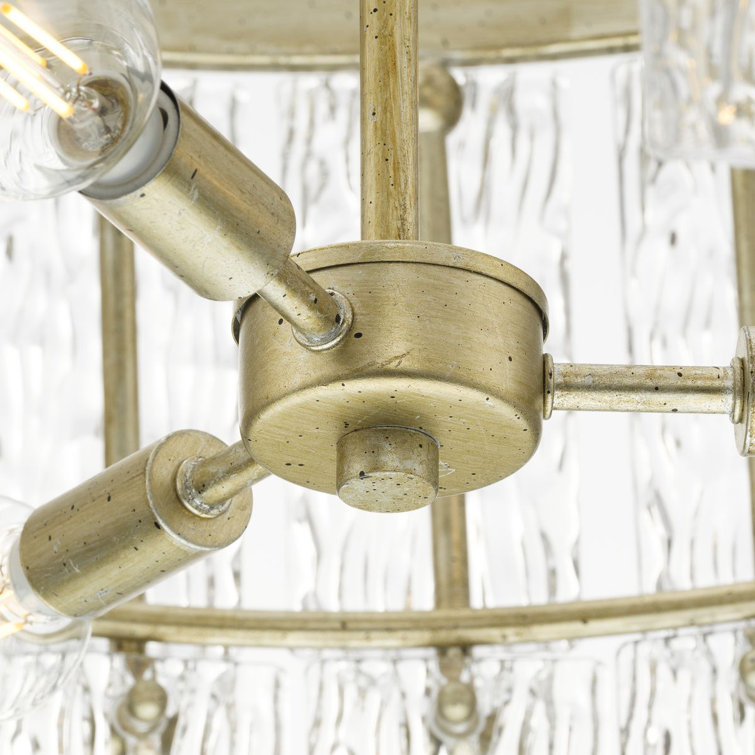Chevall Gilded Silver 6-Light Tiered Chandelier with Artisanal Glass