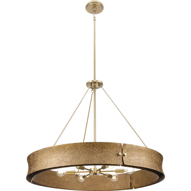 Lusail Soft Gold Steel 6-Light Drum Chandelier