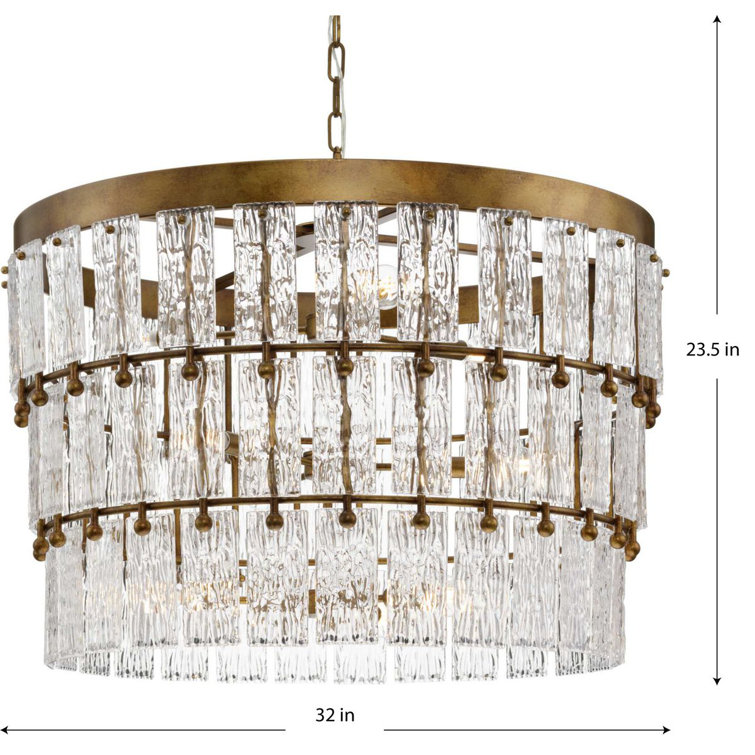 Gold Ombre 9-Light Chandelier with Artisanal Glass