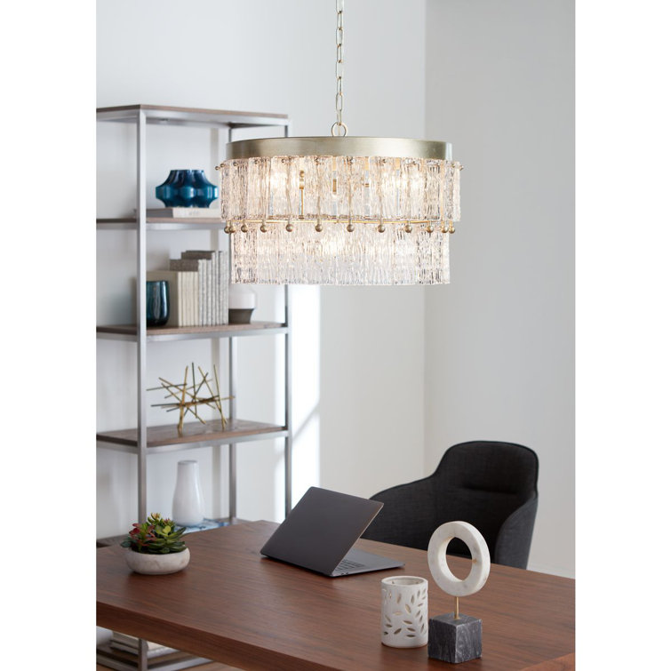 Chevall Gilded Silver 6-Light Tiered Chandelier with Artisanal Glass