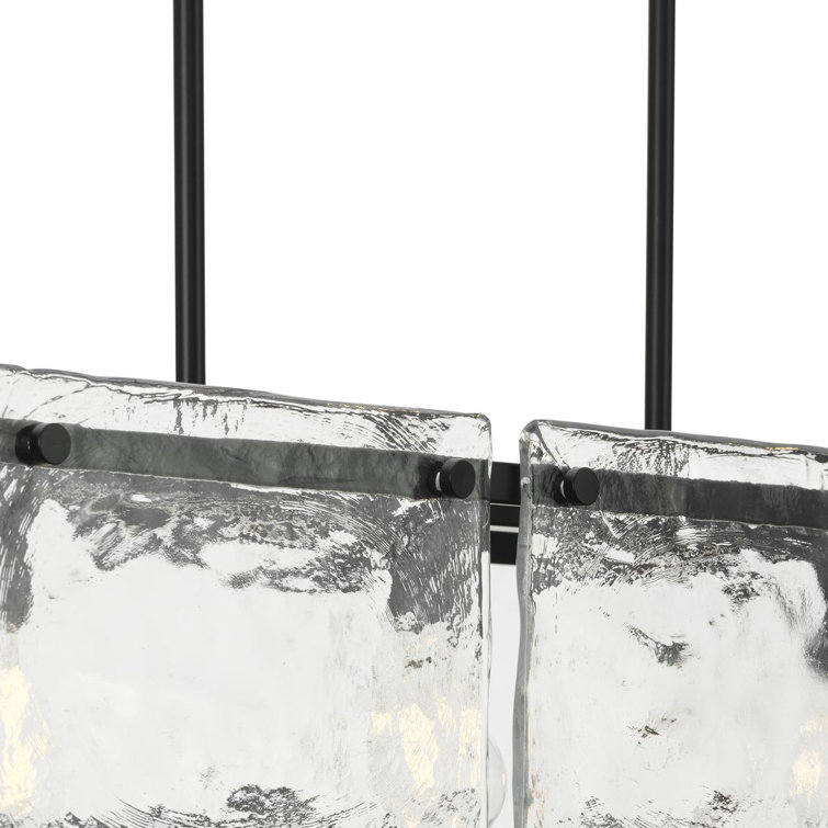 Rivera Matte Black 5-Light Linear Glass Chandelier