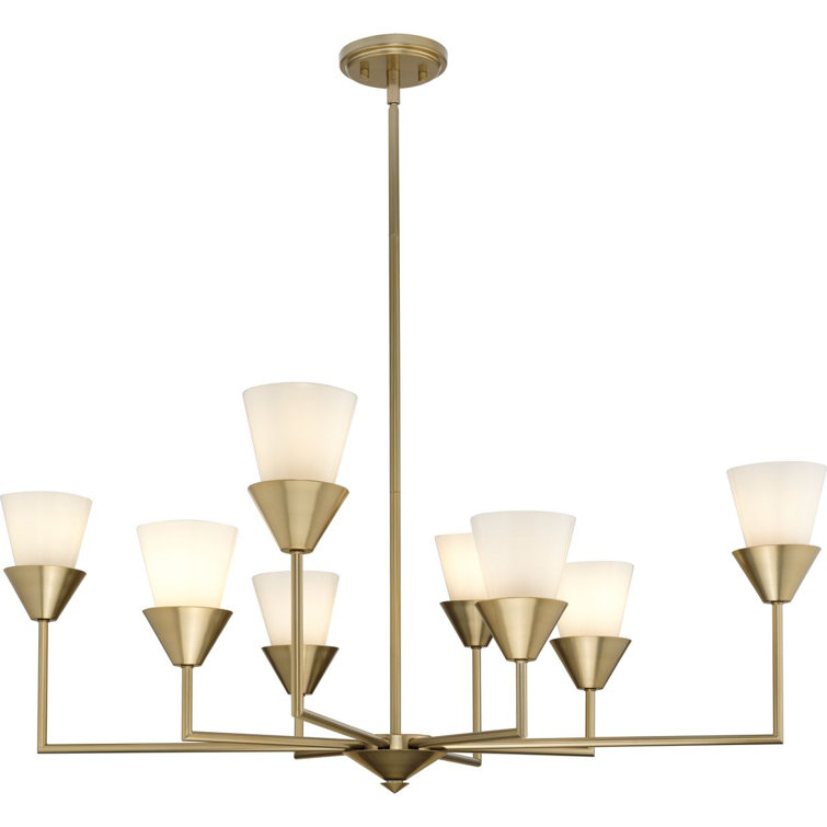 Pinellas Soft Gold 8-Light Chandelier with Opal Glass Shades