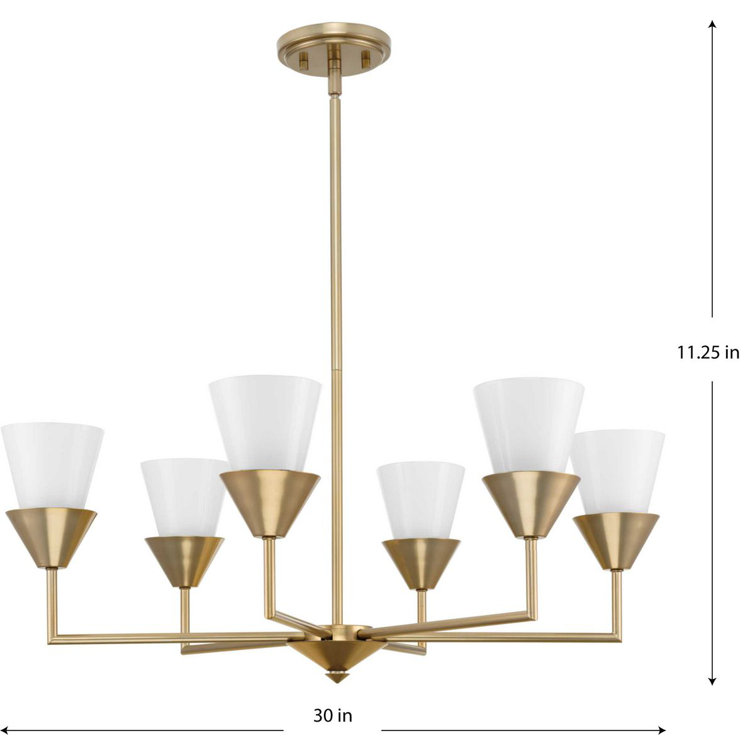 Pinellas Soft Gold 6-Light Candle Style Chandelier with Opal Glass Shades