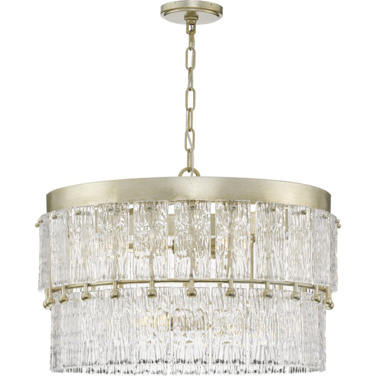 Chevall Gilded Silver 6-Light Tiered Chandelier with Artisanal Glass