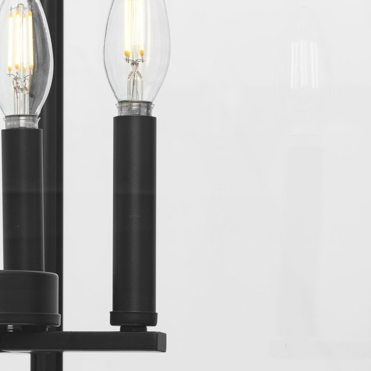 Hillcrest Matte Black 4-Light Foyer Pendant with Clear Glass Panels
