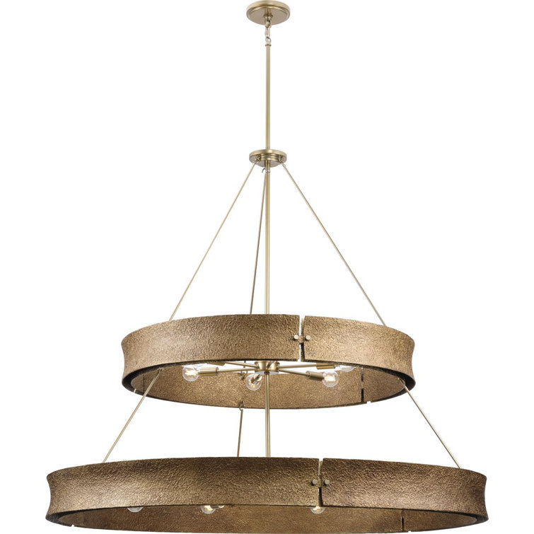 Lusail Soft Gold 48" Steel Tiered Chandelier