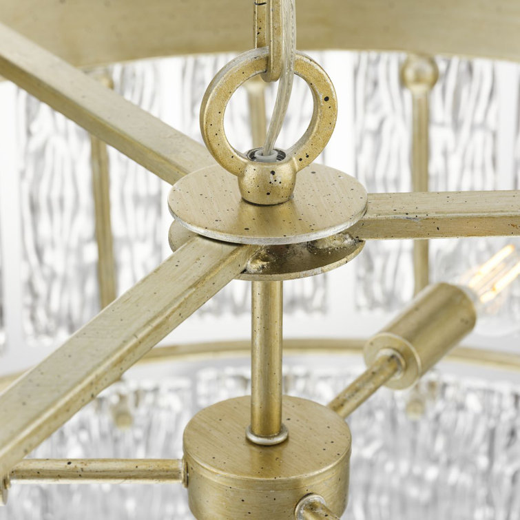 Chevall Gilded Silver 6-Light Tiered Chandelier with Artisanal Glass