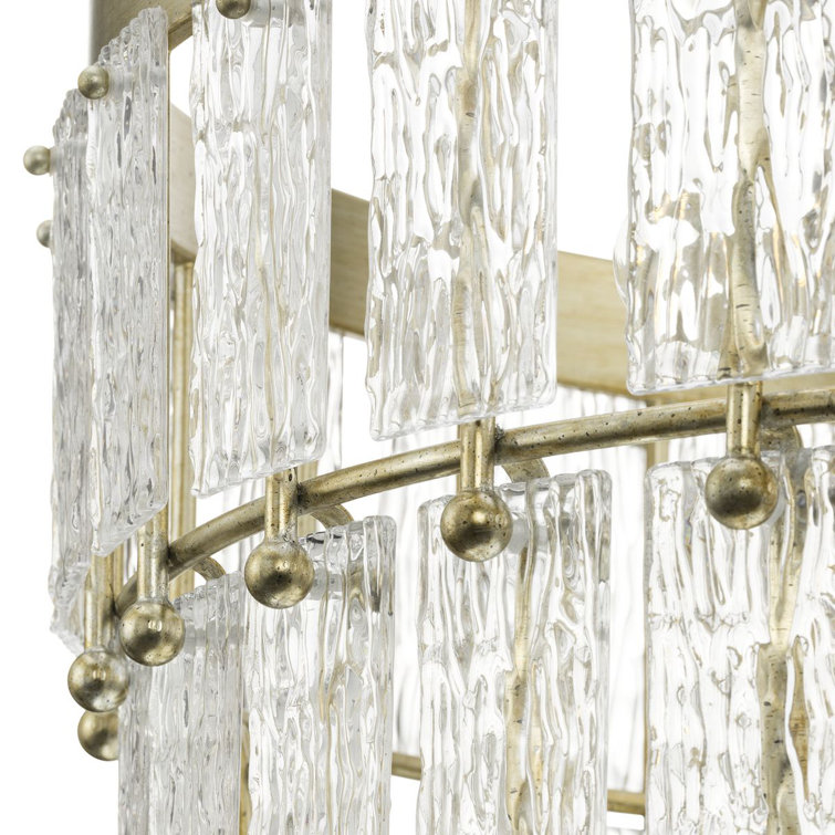 Chevall Gilded Silver 6-Light Tiered Chandelier with Artisanal Glass