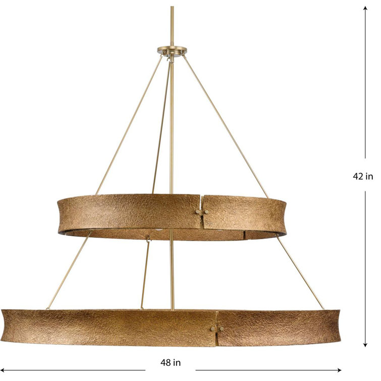 Lusail Soft Gold 48" Steel Tiered Chandelier