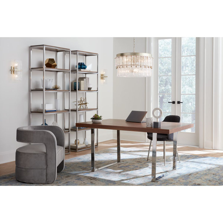 Chevall Gilded Silver 6-Light Tiered Chandelier with Artisanal Glass