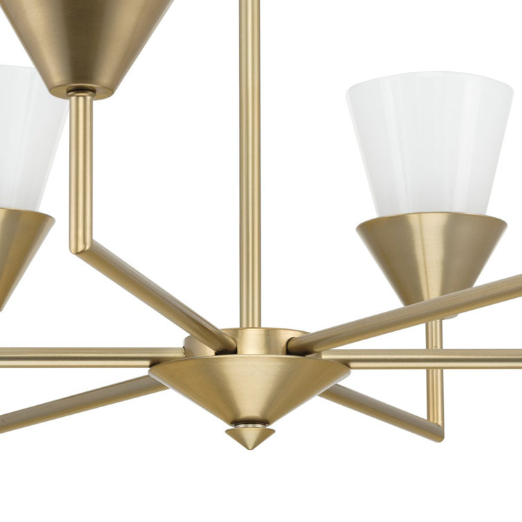 Pinellas Soft Gold 6-Light Candle Style Chandelier with Opal Glass Shades