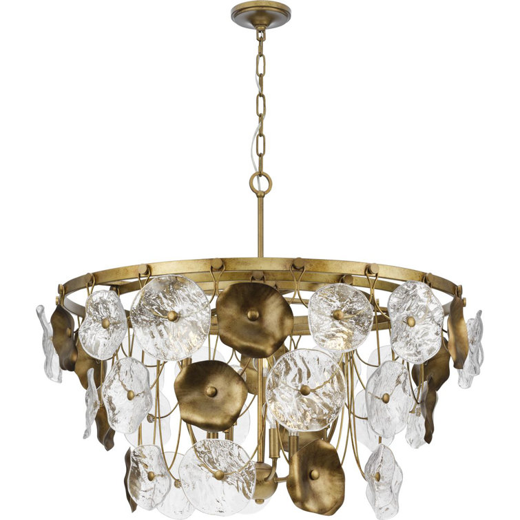 Loretta Gold Ombre 9-Light Tiered Chandelier with Clear Glass