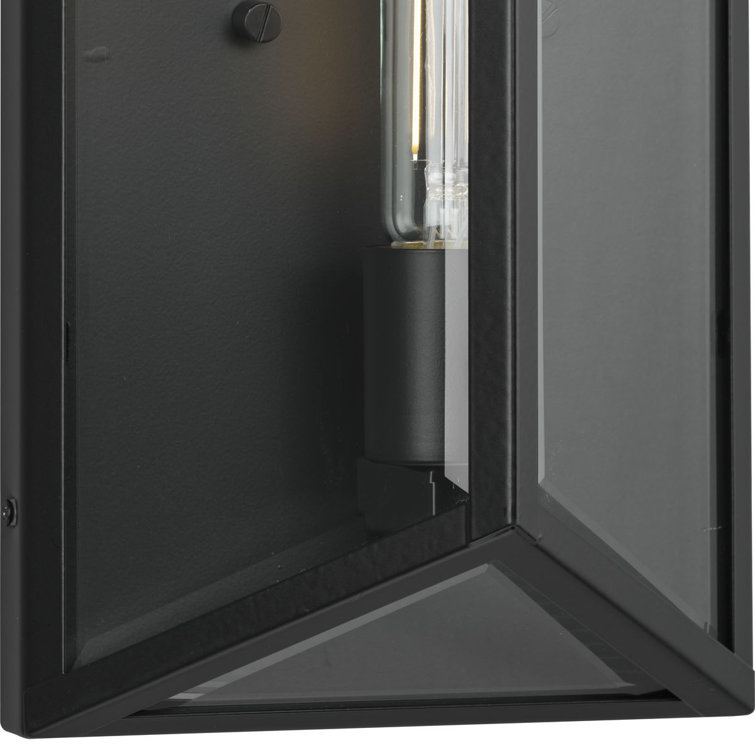 Matte Black Steel Outdoor Wall Lantern with Clear Glass