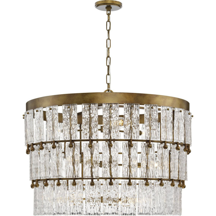 Gold Ombre 9-Light Chandelier with Artisanal Glass