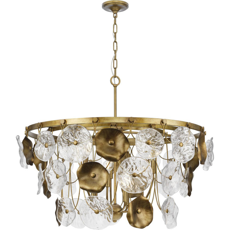 Loretta Gold Ombre 9-Light Tiered Chandelier with Clear Glass