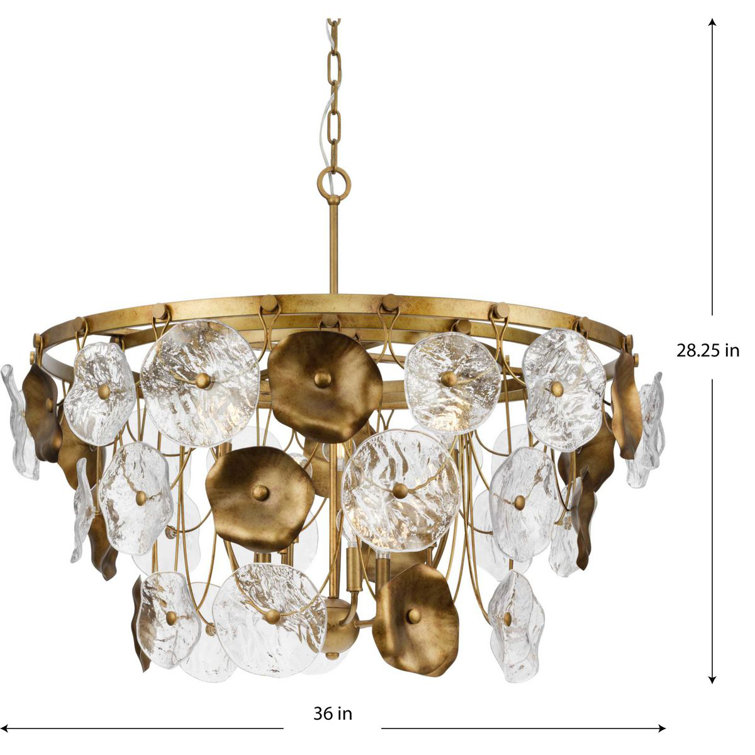 Loretta Gold Ombre 9-Light Tiered Chandelier with Clear Glass