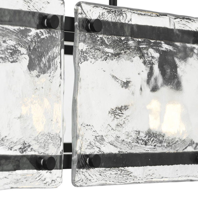 Rivera Matte Black 5-Light Linear Glass Chandelier