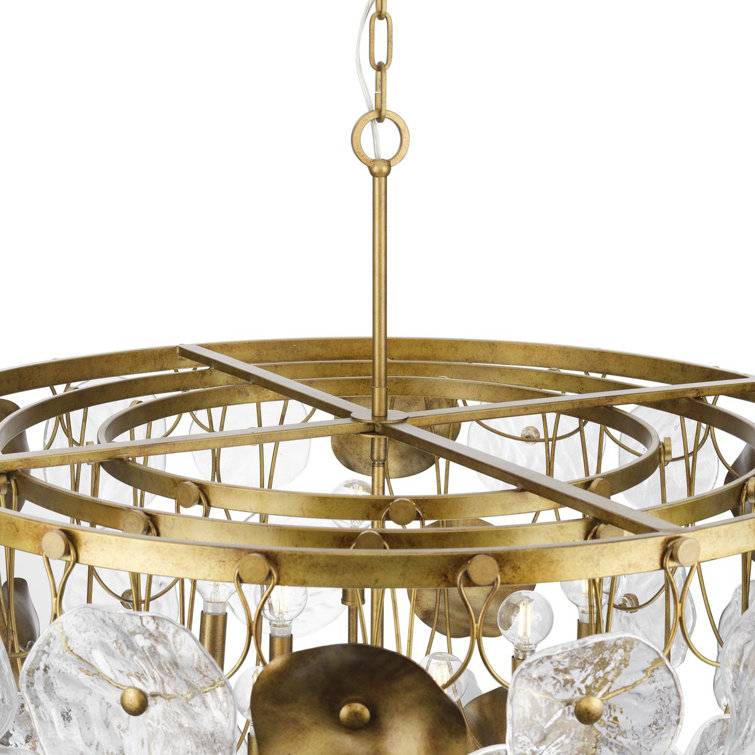 Loretta Gold Ombre 9-Light Tiered Chandelier with Clear Glass