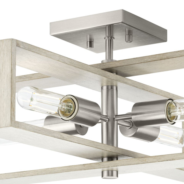 Boundary Brushed Nickel and Oak 4-Light Flush Mount