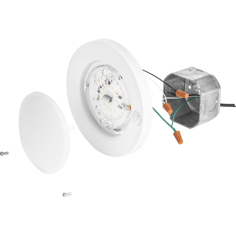 White LED Indoor/Outdoor Drum Flush Mount Light
