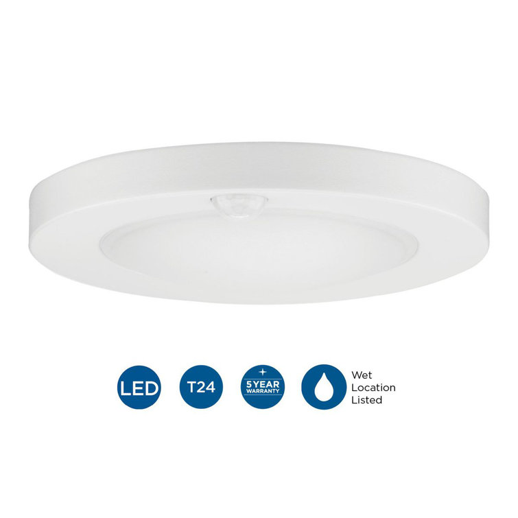 White LED Indoor/Outdoor Drum Flush Mount Light
