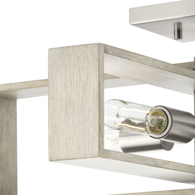 Boundary Brushed Nickel and Oak 4-Light Flush Mount