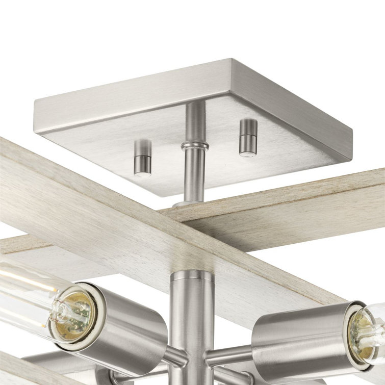 Boundary Brushed Nickel and Oak 4-Light Flush Mount