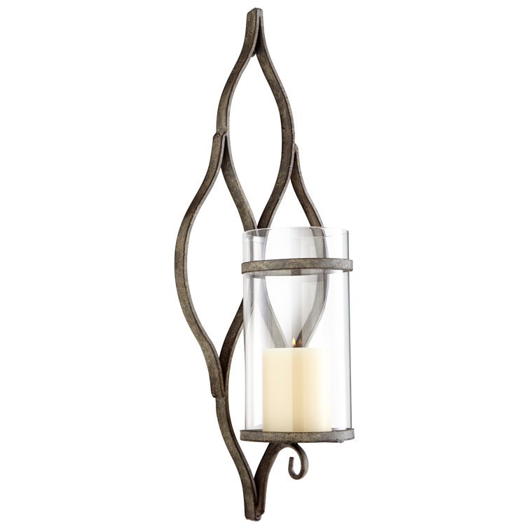 Cordoba Gray Iron Wall Candleholder with Glass Shade