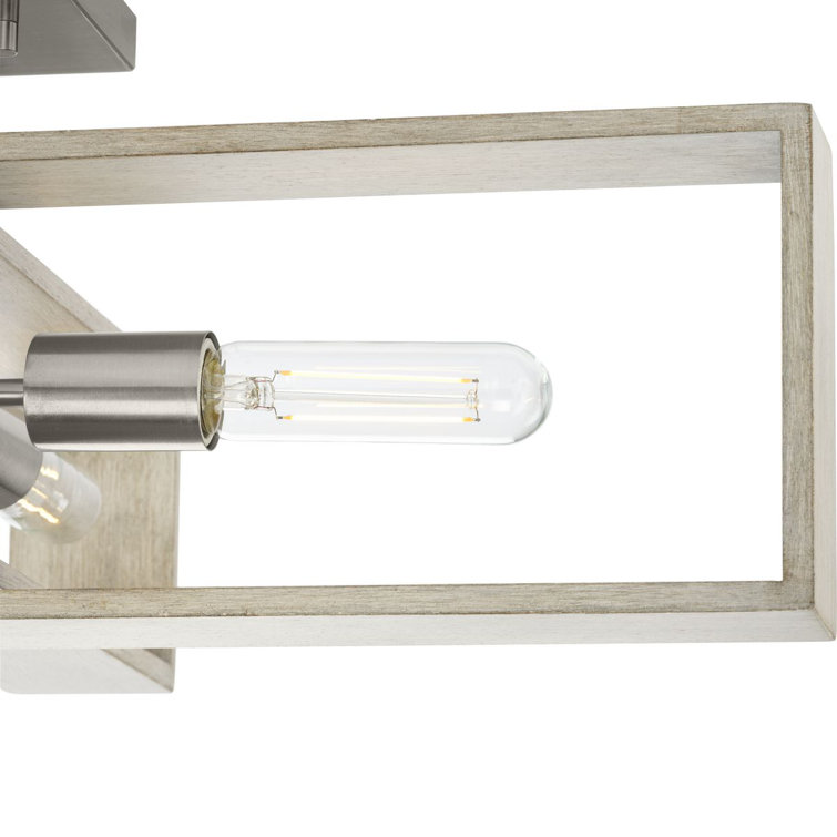 Boundary Brushed Nickel and Oak 4-Light Flush Mount