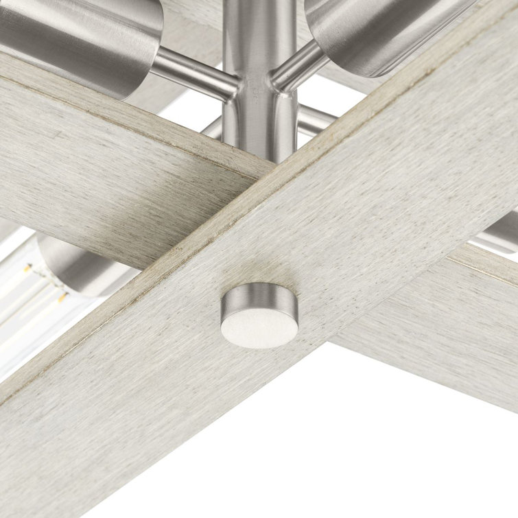 Boundary Brushed Nickel and Oak 4-Light Flush Mount