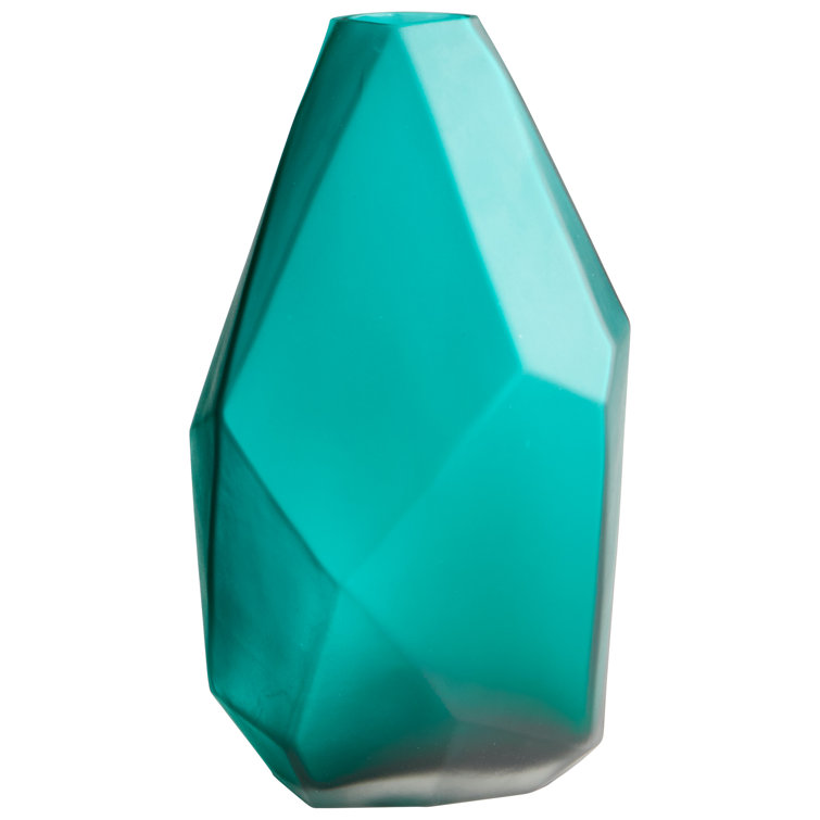 Contemporary Green Glass Bouquet Table Vase, 8.5" H