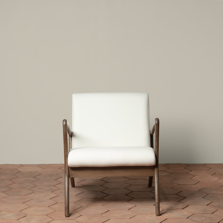White Teak Handcrafted Lounge Chair with Performance Fabric