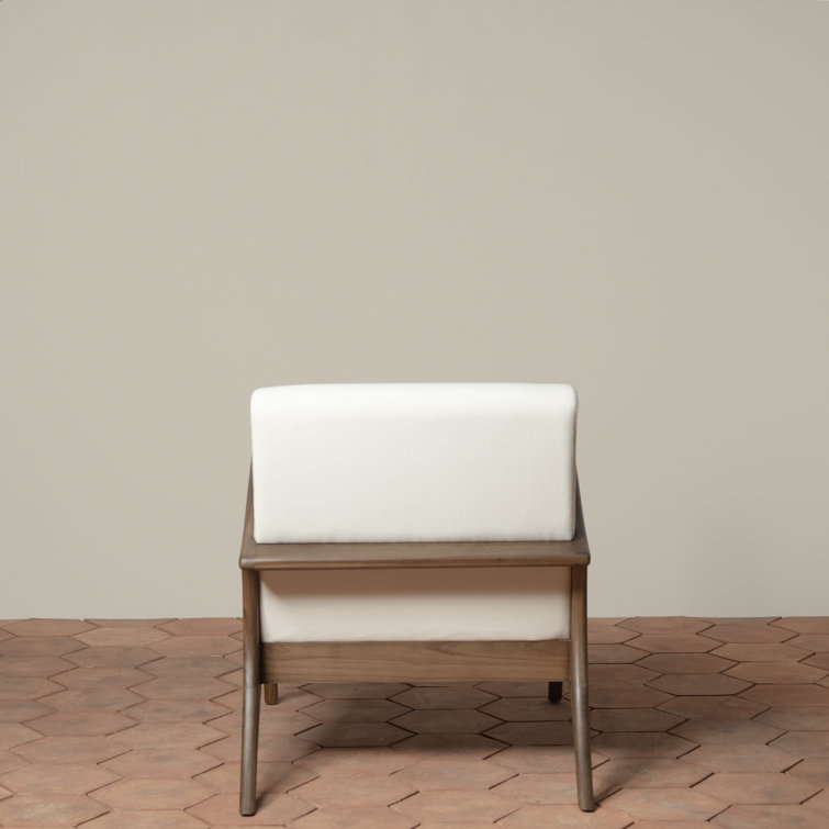 White Teak Handcrafted Lounge Chair with Performance Fabric