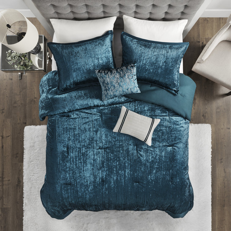 Teal King Velvet Down Alternative 5-Piece Bedspread Set
