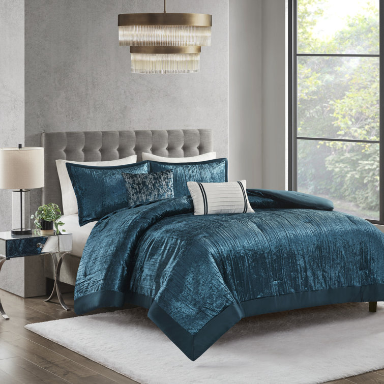 Teal King Velvet Down Alternative 5-Piece Bedspread Set