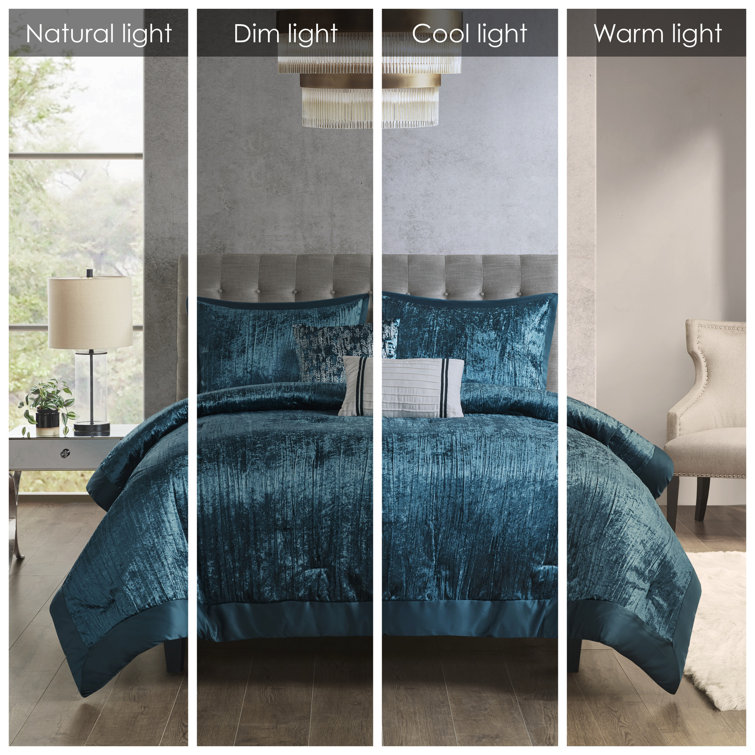Teal King Velvet Down Alternative 5-Piece Bedspread Set